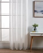 Cortina De Visillo Gasa Poliéster Con Estampado de Hojitas 150x260cm