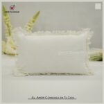 Cojín De Color Liso Algodón Y Poliéster Embellecido Con Flecos En Los Bordes