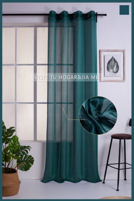 Cortina de Visillo Translucido Color Liso Poliéster Para Salón Y Dormitorio