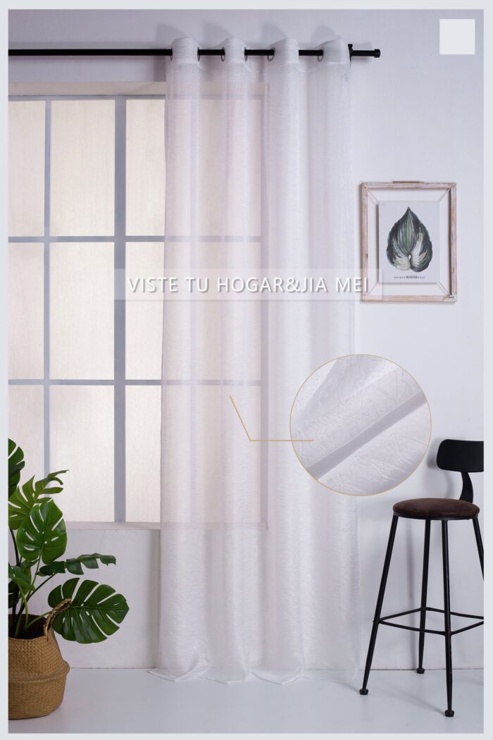 Cortina de Visillo Translucido Color Liso Poliéster Para Salón Y Dormitorio
