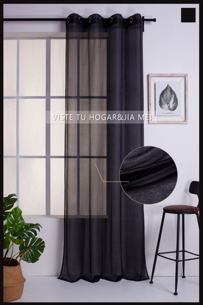 Cortina de Visillo Translucido Color Liso Poliéster Para Salón Y Dormitorio