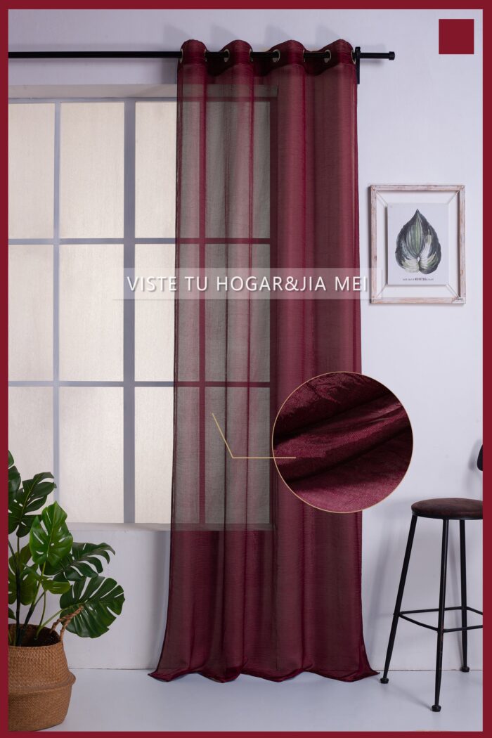 Cortina de Visillo Translucido Color Liso Poliéster Para Salón Y Dormitorio