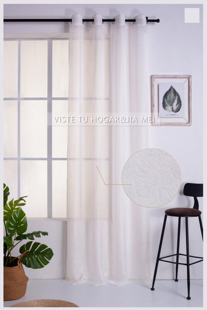 Cortina de Visillo Translucido Color Liso Poliéster Para Salón Y Dormitorio