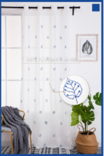 Cortina De Visillo Gasa Poliéster Con Estampado de Hojitas 150x260cm