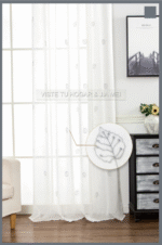 Cortina De Visillo Gasa Poliéster Con Estampado de Hojitas 150x260cm
