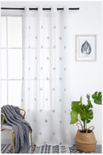 Cortina De Visillo Gasa Poliéster Con Estampado de Hojitas 150x260cm