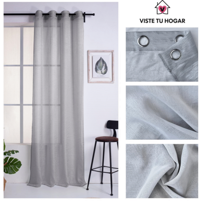 Cortina de Visillo Translucido Color Liso Poliéster Para Salón Y Dormitorio