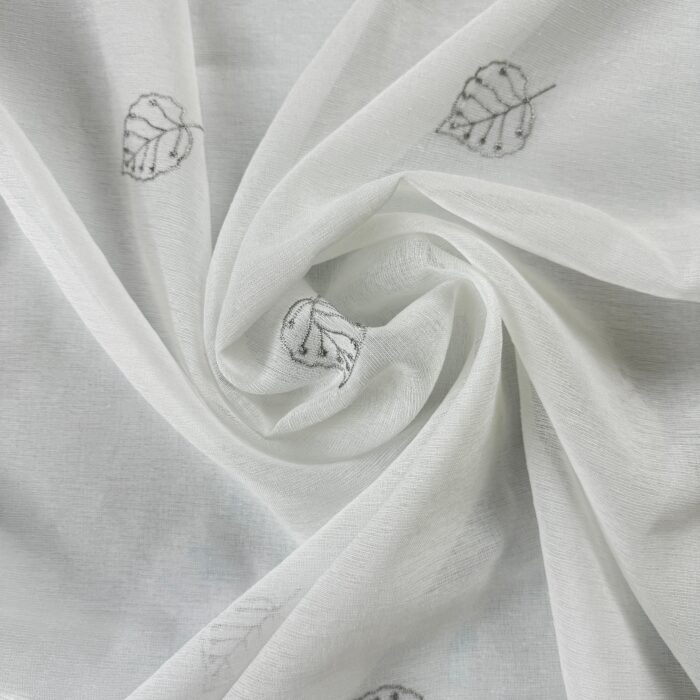 Cortina De Visillo Gasa Poliéster Con Estampado de Hojitas 150x260cm