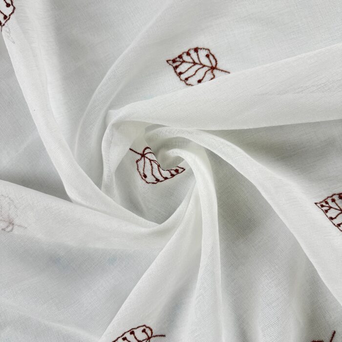 Cortina De Visillo Gasa Poliéster Con Estampado de Hojitas 150x260cm