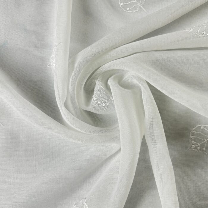 Cortina De Visillo Gasa Poliéster Con Estampado de Hojitas 150x260cm