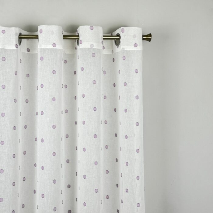 Cortina De Visillo Gasa Con Estampado De Puntitos Poliéster 150x260cm