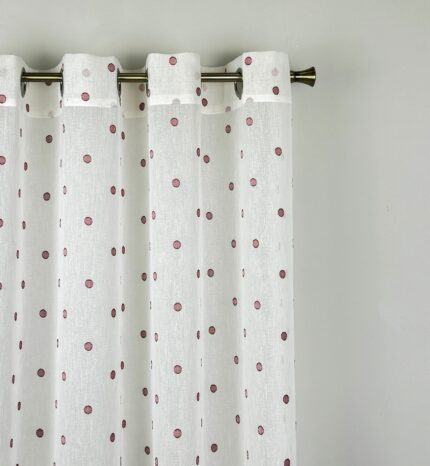 Cortina De Visillo Gasa Con Estampado De Puntitos Poliéster 150x260cm