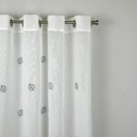 Cortina De Visillo Gasa Poliéster Con Estampado de Hojitas 150x260cm