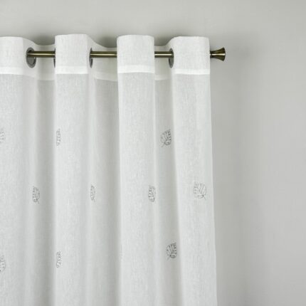 Cortina De Visillo Gasa Poliéster Con Estampado de Hojitas 150x260cm