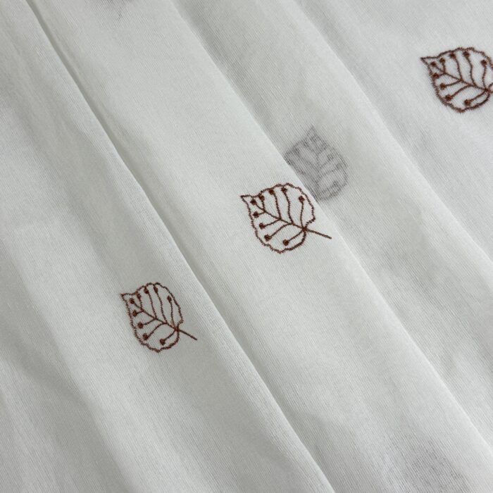 Cortina De Visillo Gasa Poliéster Con Estampado de Hojitas 150x260cm