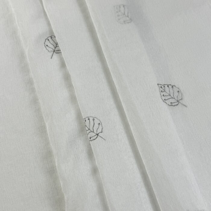 Cortina De Visillo Gasa Poliéster Con Estampado de Hojitas 150x260cm