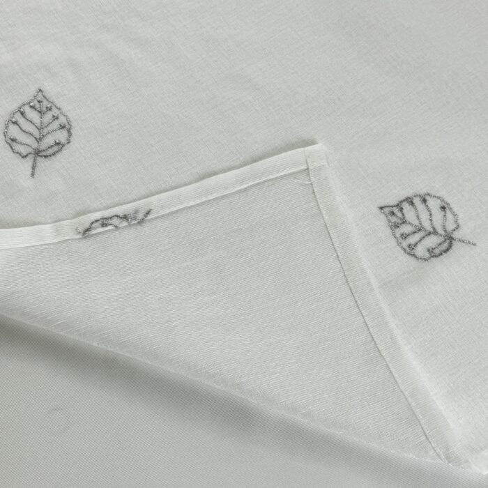 Cortina De Visillo Gasa Poliéster Con Estampado de Hojitas 150x260cm