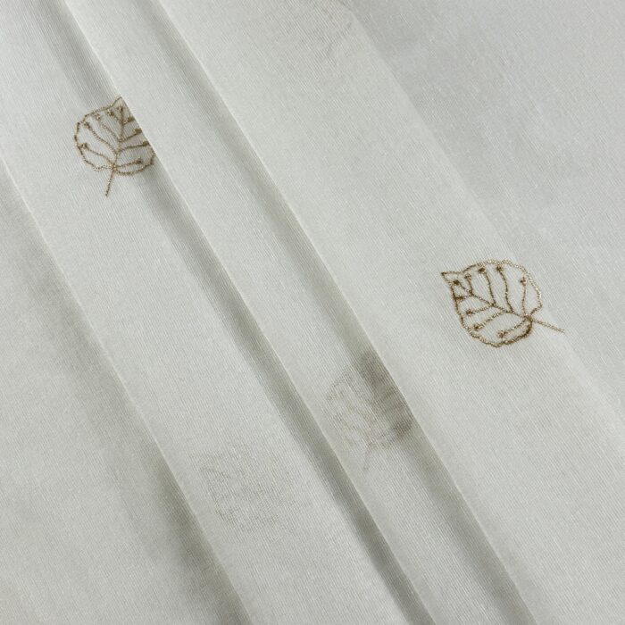 Cortina De Visillo Gasa Poliéster Con Estampado de Hojitas 150x260cm