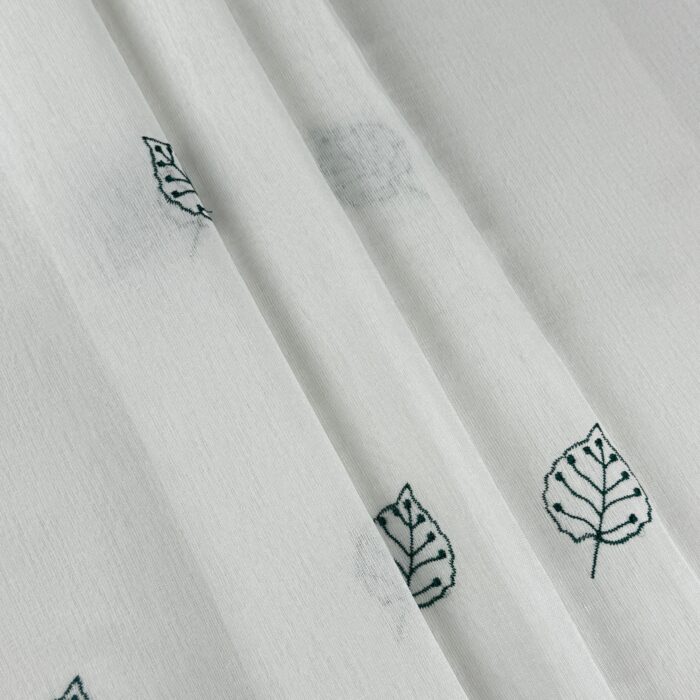 Cortina De Visillo Gasa Poliéster Con Estampado de Hojitas 150x260cm