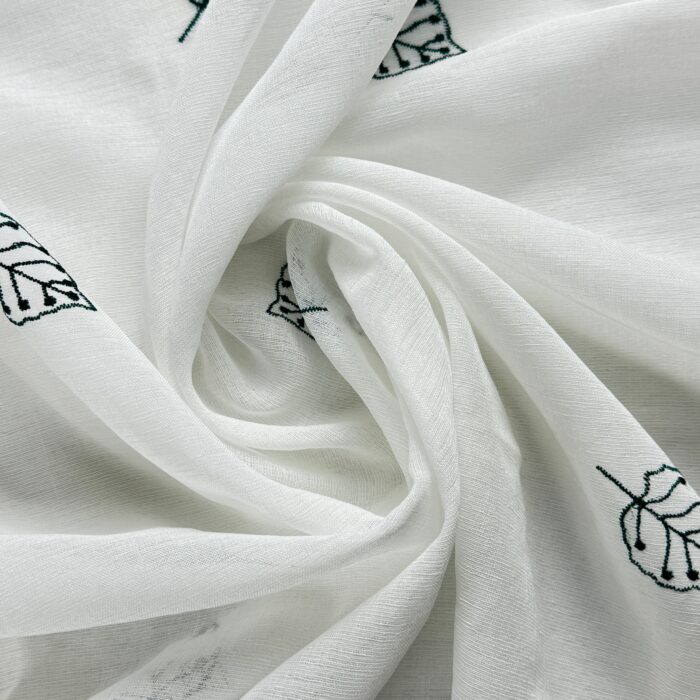 Cortina De Visillo Gasa Poliéster Con Estampado de Hojitas 150x260cm