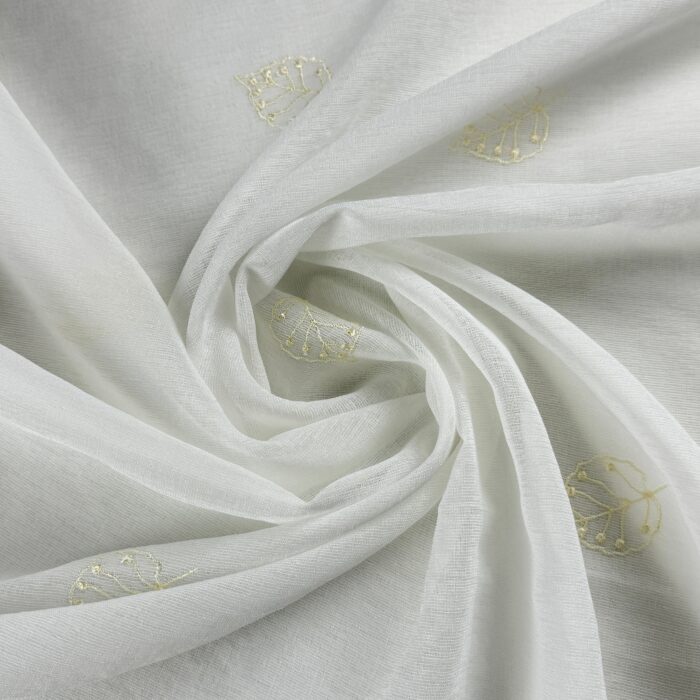 Cortina De Visillo Gasa Poliéster Con Estampado de Hojitas 150x260cm