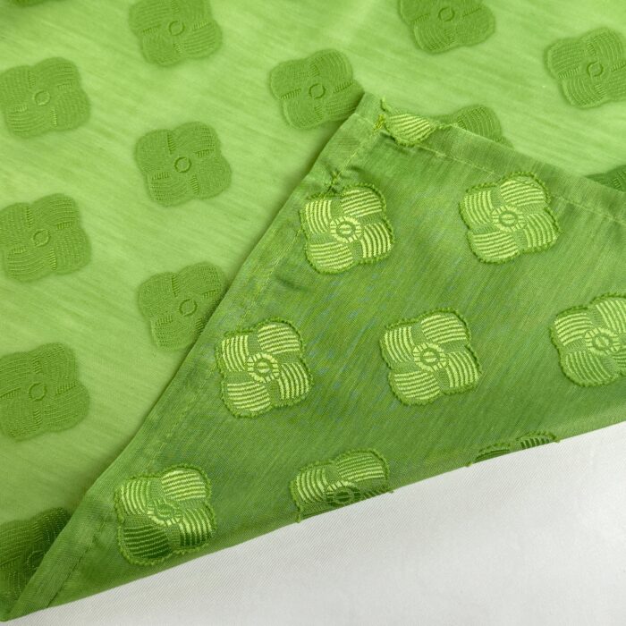 Cortina De Tela Semitranslúcido Lino Y Poliéster Con Diseño De Trebol De Cuatro Hojas