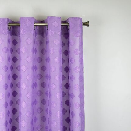 Cortina De Tela Semitranslúcido Lino Y Poliéster Con Diseño De Trebol De Cuatro Hojas