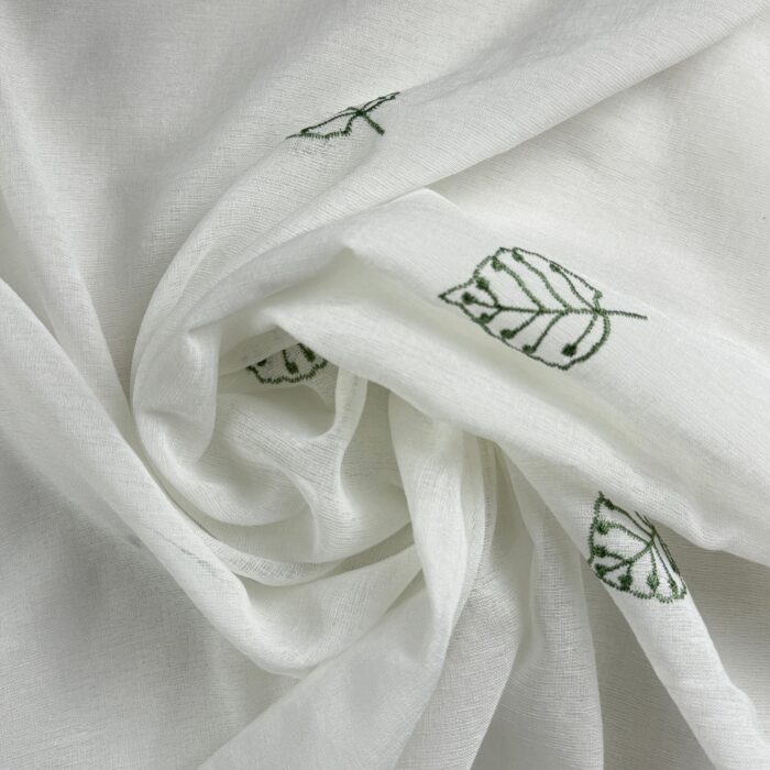 Cortina De Visillo Gasa Poliéster Con Estampado de Hojitas 150x260cm