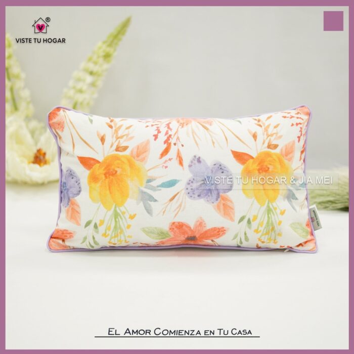 Cojín Con Diseño Florales De Algodón Y Poliéster - VISTE TU HOGAR ONLINE