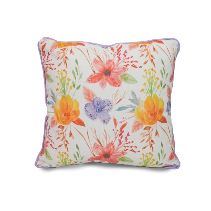 Cojín Con Diseño Florales De Algodón Y Poliéster - Viste Tu Hogar
