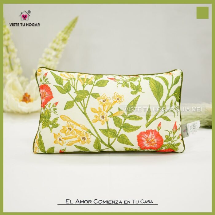 COJÍN CON ESTAMPADO DE FLORES 43X43CM Y 30X50CM - Viste Tu Hogar