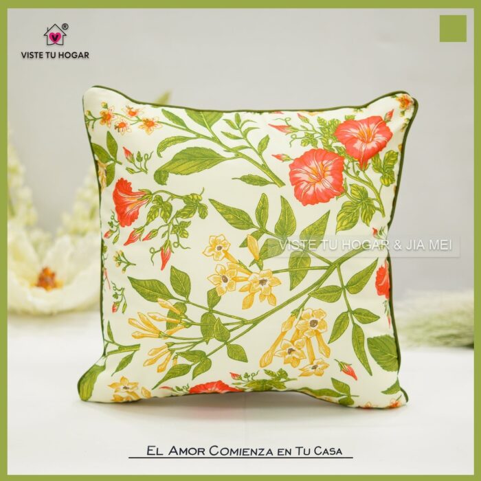 COJÍN CON ESTAMPADO DE FLORES 43X43CM Y 30X50CM - Viste Tu Hogar
