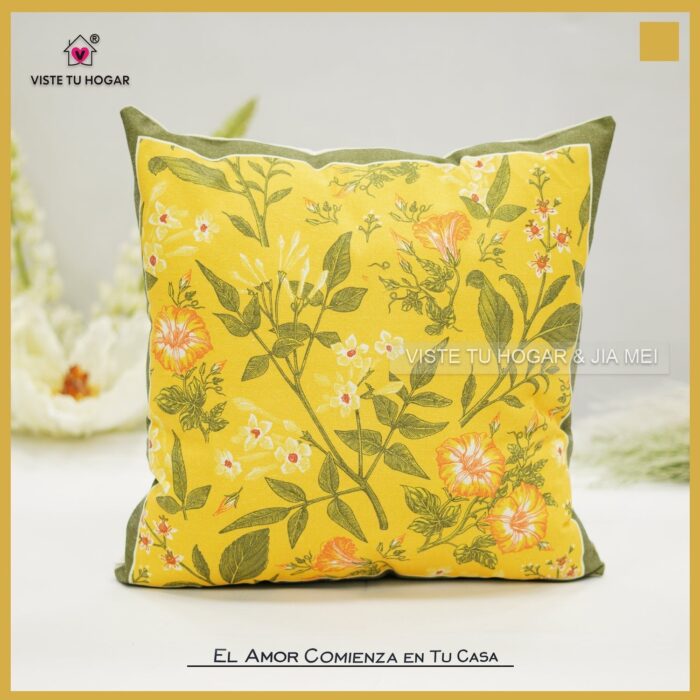 COJÍN CON ESTAMPADO DE FLORES 43X43CM Y 30X50CM - Viste Tu Hogar