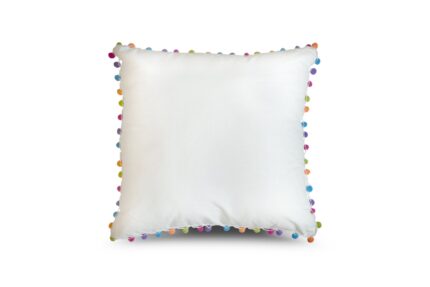 Cojín De Color Liso Algodón Y Poliéster Decorado Con Esferas De Diferentes Colores En Las Esquinas - VISTE TU HOGAR ONLINE