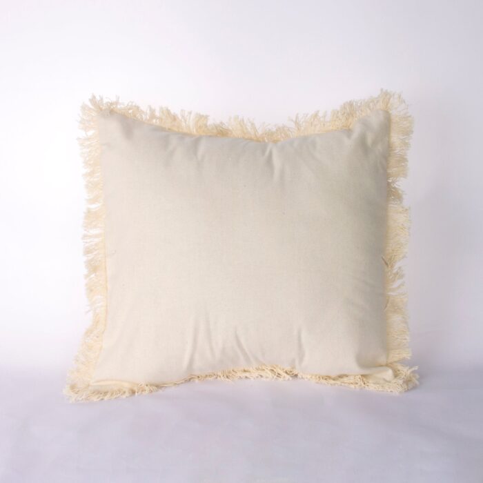 Cojín De Color Liso Algodón Y Poliéster Embellecido Con Flecos En Las Esquinas 40x40cm - VISTE TU HOGAR ONLINE