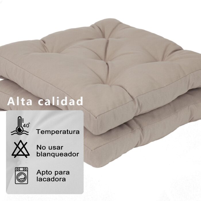 COJINES PARA SILLAS 40x40x5CM CON EFECTO TRIDIMENSIONAL CON RELLNO 100% POLIÉSTER (BEIGE) - Viste Tu Hogar