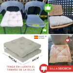 COJINES PARA SILLAS 40x40x5CM CON EFECTO TRIDIMENSIONAL CON RELLNO 100% POLIÉSTER (BEIGE LINO) - Viste Tu Hogar