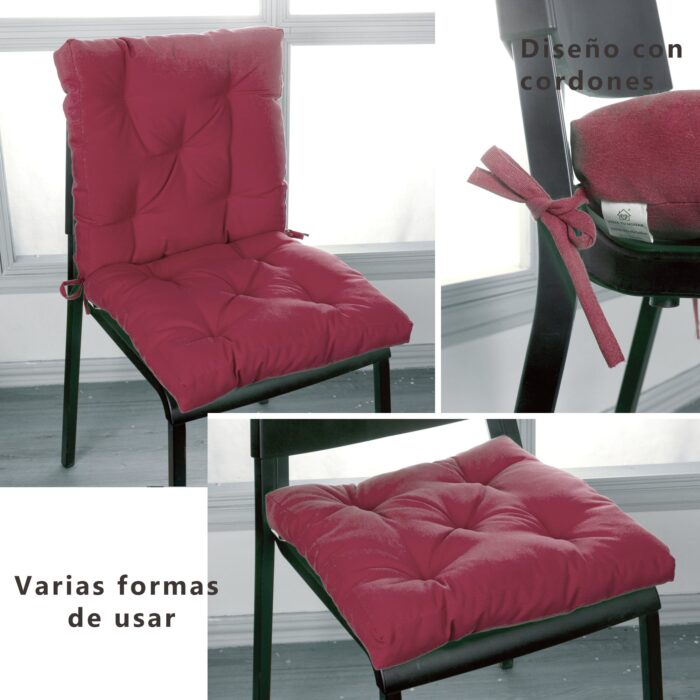 COJINES PARA SILLAS 40x40x5CM CON EFECTO TRIDIMENSIONAL CON RELLNO 100% POLIÉSTER (BURDEO) - Viste Tu Hogar