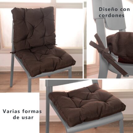 COJINES PARA SILLAS 40x40x5CM CON EFECTO TRIDIMENSIONAL CON RELLNO 100% POLIÉSTER (CHOCOLATE) - Viste Tu Hogar