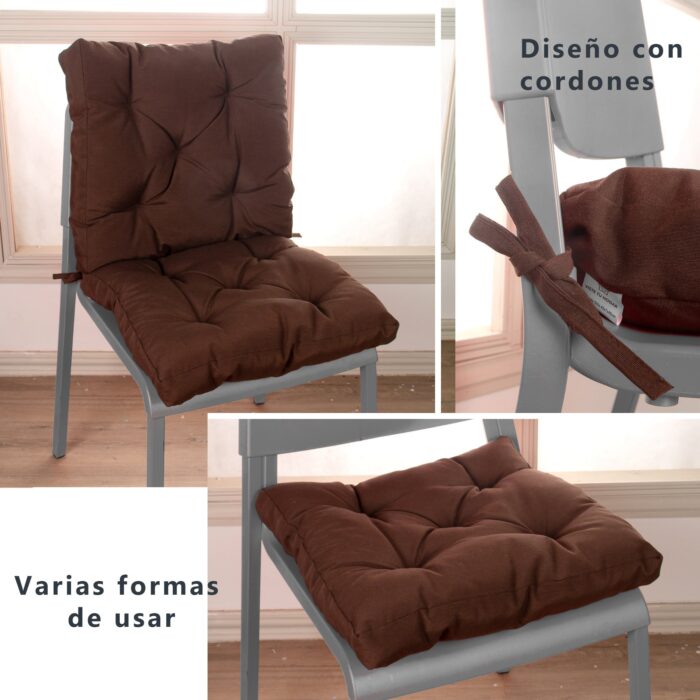 COJINES PARA SILLAS 40x40x5CM CON EFECTO TRIDIMENSIONAL CON RELLNO 100% POLIÉSTER (MARRÓN) - Viste Tu Hogar
