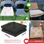 COJINES PARA SILLAS 40x40x5CM CON EFECTO TRIDIMENSIONAL CON RELLNO 100% POLIÉSTER (NEGRO) - Viste Tu Hogar