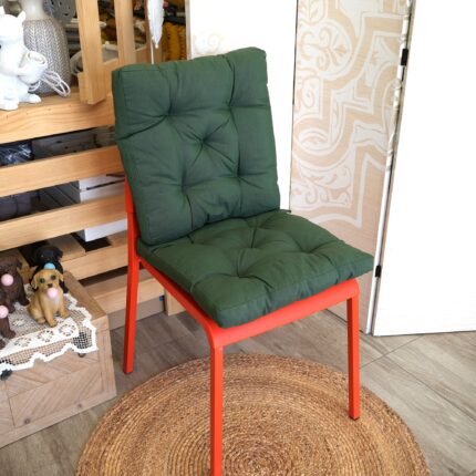 COJINES PARA SILLAS 40x40x5CM CON EFECTO TRIDIMENSIONAL CON RELLNO 100% POLIÉSTER (VERDE MILITAR) - Viste Tu Hogar