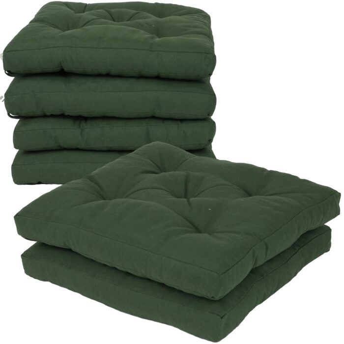 COJINES PARA SILLAS 40x40x5CM CON EFECTO TRIDIMENSIONAL CON RELLNO 100% POLIÉSTER (VERDE MILITAR) - Viste Tu Hogar