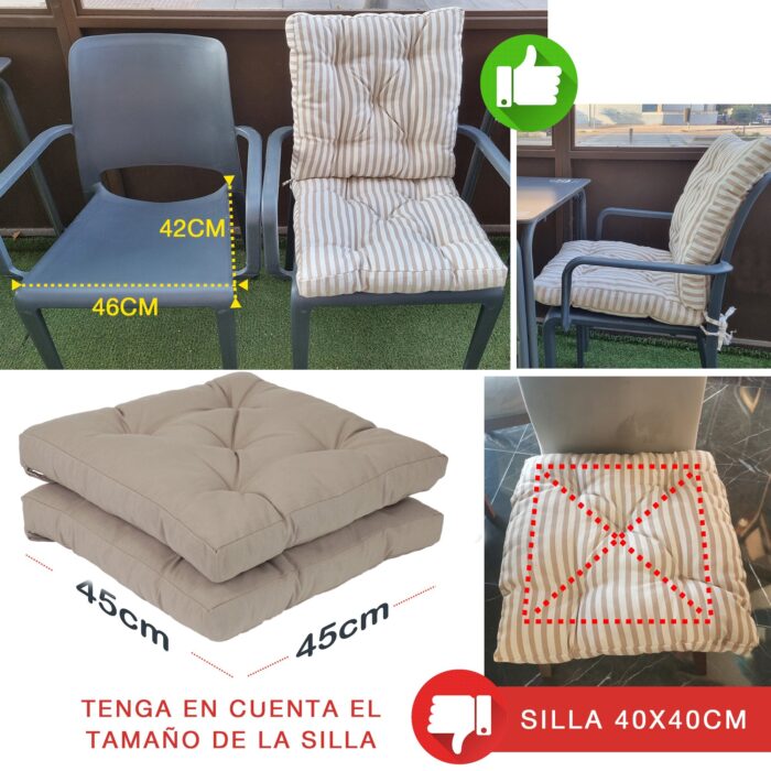 COJINES PARA SILLAS 45x45x5CM CON EFECTO TRIDIMENSIONAL CON RELLNO 100% POLIÉSTER (BEIGE) - Viste Tu Hogar