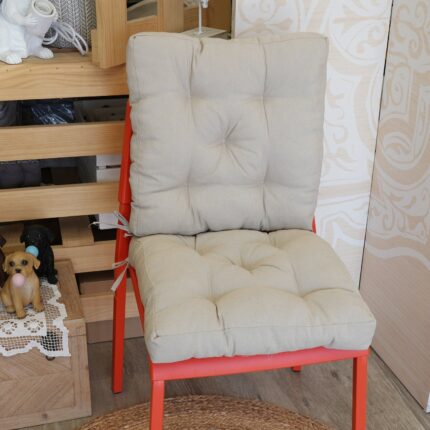COJINES PARA SILLAS 45x45x5CM CON EFECTO TRIDIMENSIONAL CON RELLNO 100% POLIÉSTER (BEIGE LINO) - Viste Tu Hogar