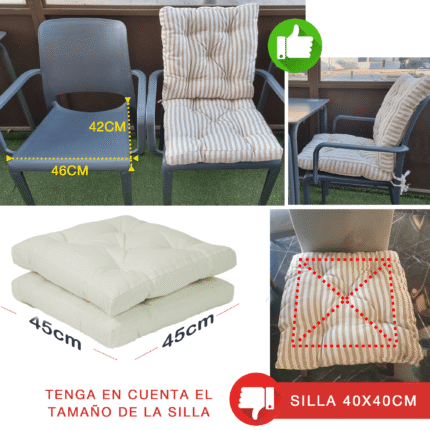 COJINES PARA SILLAS 45x45x5CM CON EFECTO TRIDIMENSIONAL CON RELLNO 100% POLIÉSTER (BLANCO) - Viste Tu Hogar