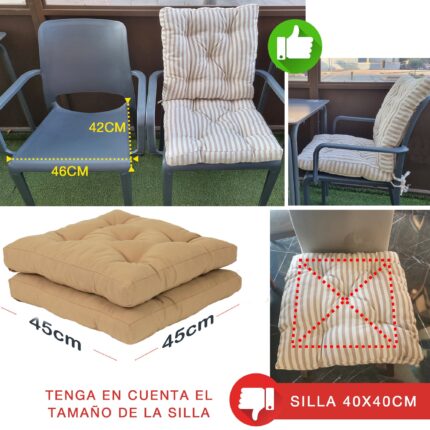 COJINES PARA SILLAS 45x45x5CM CON EFECTO TRIDIMENSIONAL CON RELLNO 100% POLIÉSTER (CAMEL) - Viste Tu Hogar