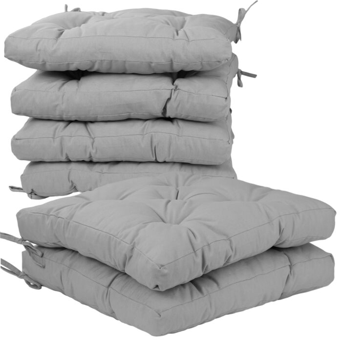 COJINES PARA SILLAS 45x45x5CM CON EFECTO TRIDIMENSIONAL CON RELLNO 100% POLIÉSTER (GRIS CLARO) - Viste Tu Hogar