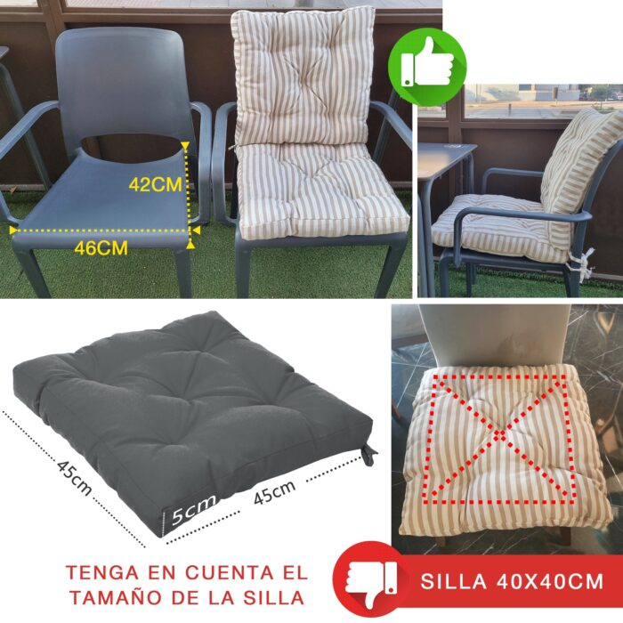 COJINES PARA SILLAS 45x45x5CM CON EFECTO TRIDIMENSIONAL CON RELLNO 100% POLIÉSTER (GRIS OSCURO) - Viste Tu Hogar