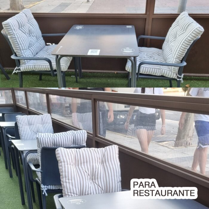 COJINES PARA SILLAS 45x45x5CM CON EFECTO TRIDIMENSIONAL CON RELLNO 100% POLIÉSTER (RAYAS EN GRIS) - Viste Tu Hogar
